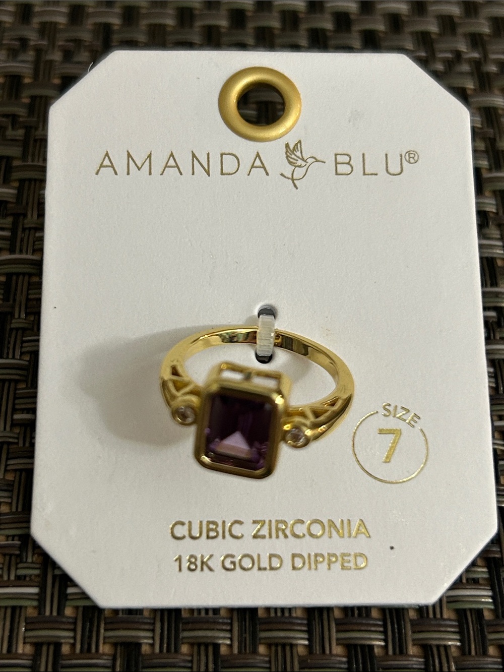 Amanda Blu 18K Gold-Dipped Ring with Purple Cubic Zirconia